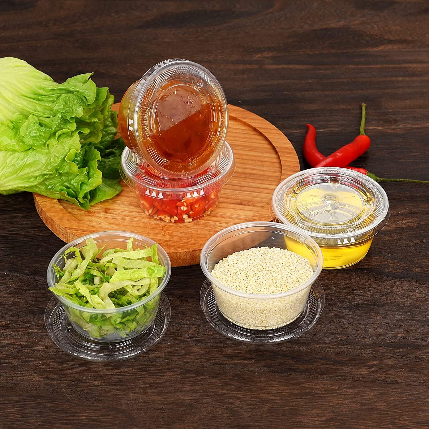 Hot Bargains Clear 1000 X 4Oz Round Containers & Lids Sauce Containers With Lids Sauce Pots Chatni Containers And Lids Reusable Plastic Deli Pots Plastic Sauce Tubs 4Oz L 1000 Pcs
