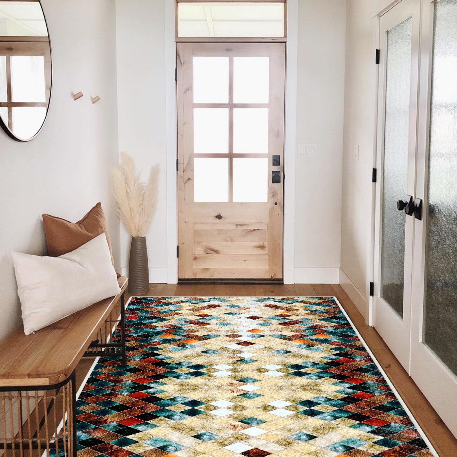 PENFHF Runner Rug Washable 2x6 FT, Non Slip Rubber Backing Abstract Carpet, Soft Area Rugs for Bedroom Kitchen Hallway Entryway Bathroom, Customized