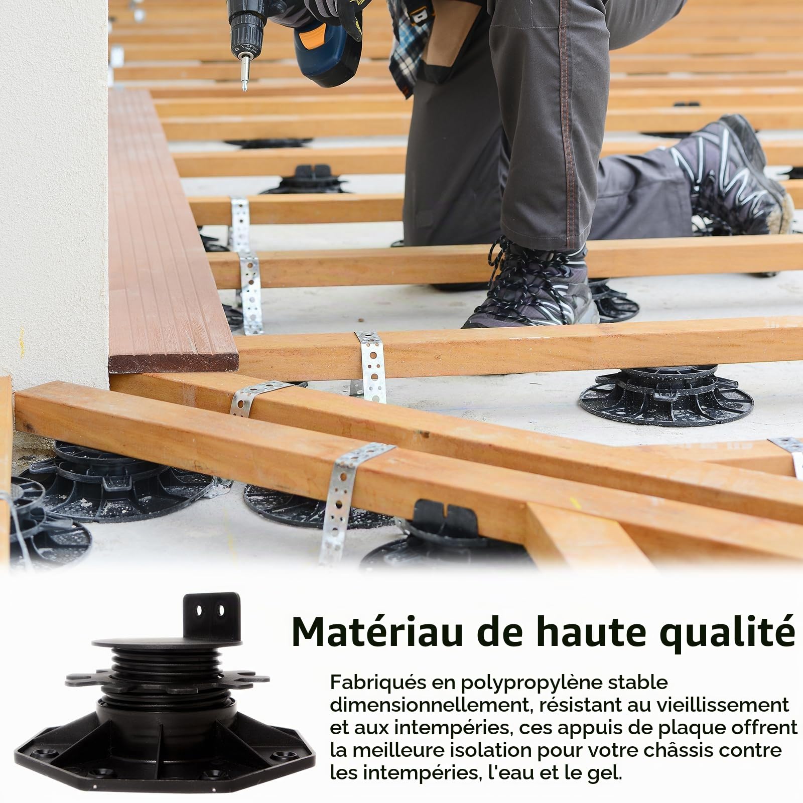 Supports de Plots, 20 Pièces Plots Terrasse Réglable Hauteur Réglable de 30 à 60 mm Pieds Réglables avec Capacité de Charge de 800 kg pour Dalle Terrasse Exterieur Plot Terrasse pour Jardin Balcon