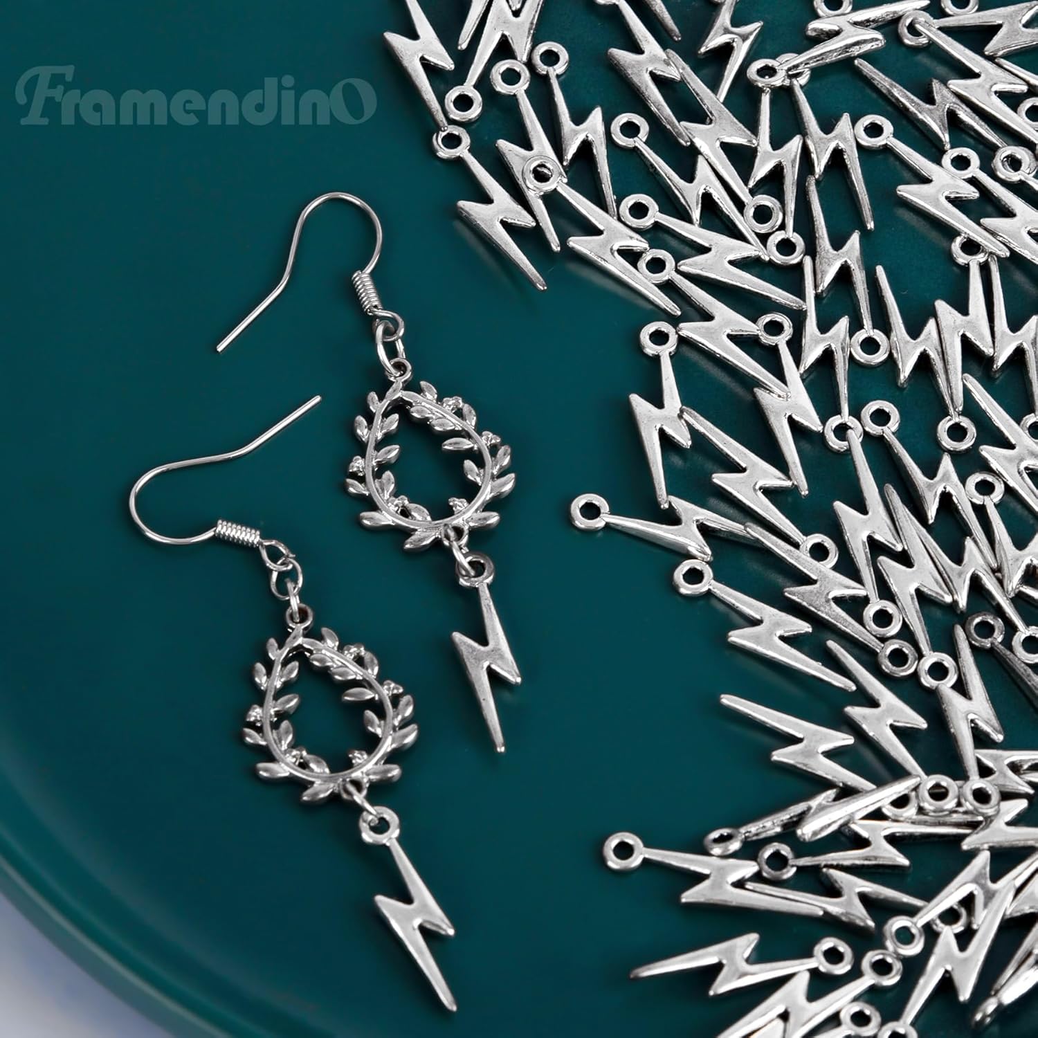 Framendino, 100 Pack Silver Flash Shape Charms Lightning Bolt Pendants for DIY Jewelry Making Supply - Image 5