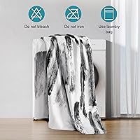 Vista 9 de NTBAY - Juego de funda de edredón de 3 piezas con patrón de tinta, funda de edredón de microfibra cepillada suave en negro y blanco tamaño Queen