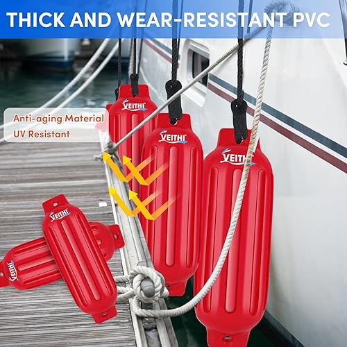 Vista 20 de Paquete de 4 defensas de barco de 4.5/5.5/6.5/8.5/8.5/10/16 pulgadas, parachoques de vinilo acanalado de doble ojo, parachoques de barco para Negro