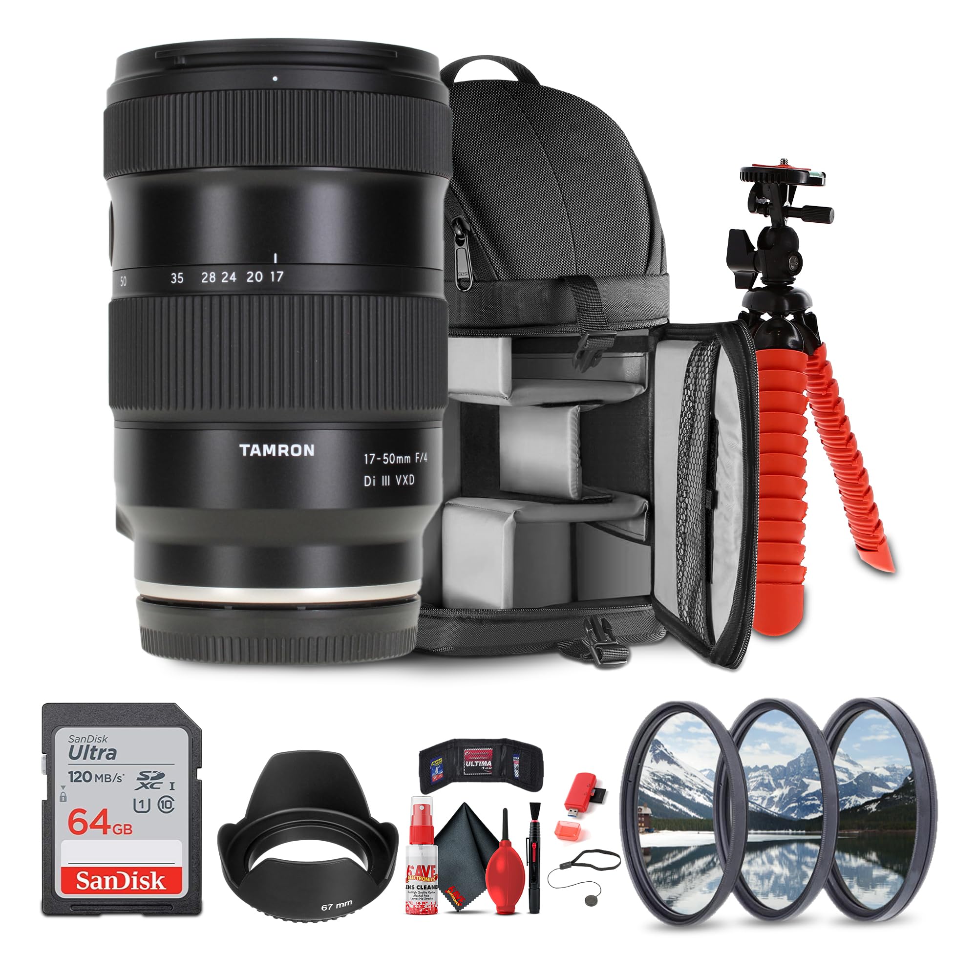 Tamron 17-50mm f/4 Di III VXD Lens (Sony E) (A068) + Sling Backpack +
