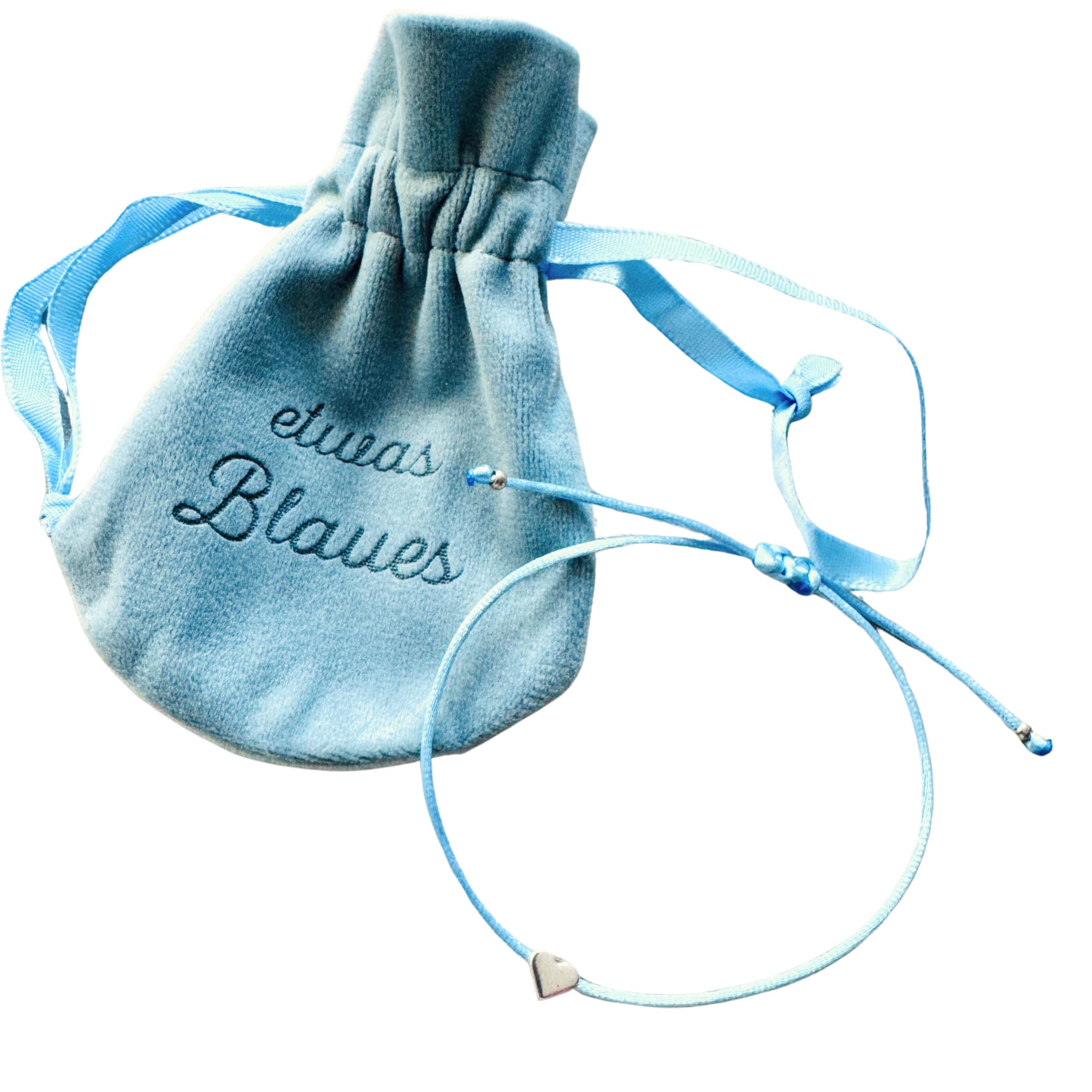 Rose&Jack Armband Braut - etwas blaues - Armband Hochzeit blau - Geschenk für die Braut - Samtbeutel blau - gravierter Beutel - Neu