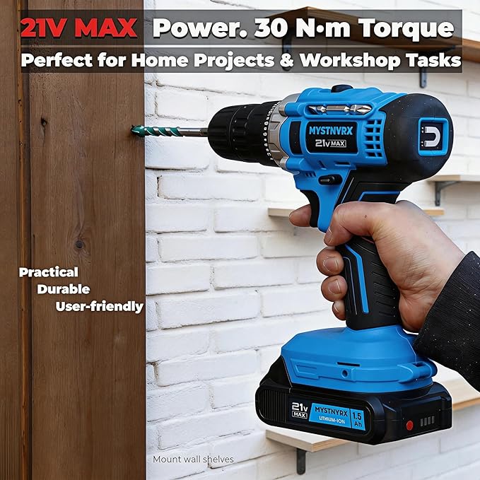 Taladro Atornillador Inalámbrico 21V MAX con 2 Baterías y Cargador Rápido miniatura 3