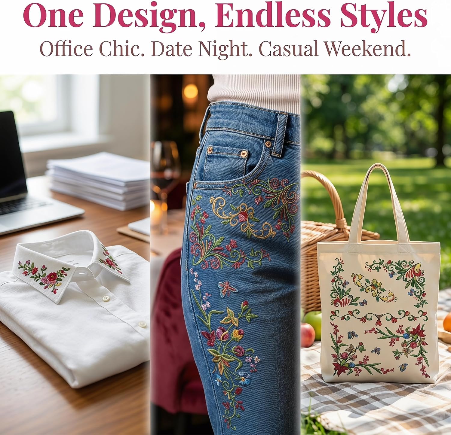 Winsyison 4 Sheets Water Soluble Embroidery Patterns Stickers