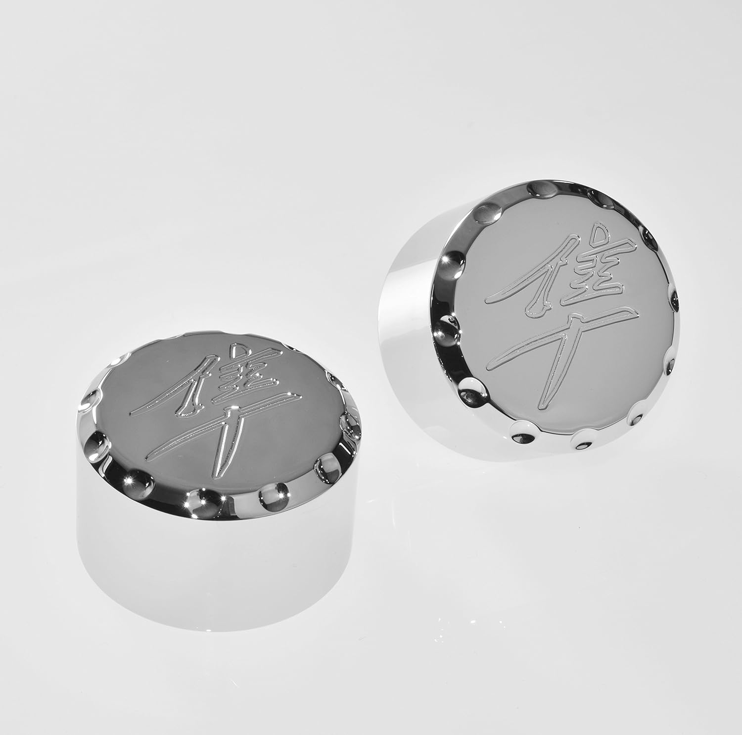 08-24 Suzuki Hayabusa GSX1340R Fork Tube Cap Covers FK-201 (Spiked Cone, Polished)