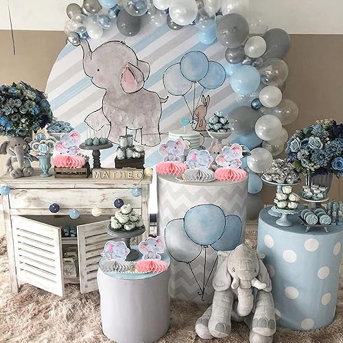 Miniatura 4 de 6 piezas de centro de mesa de nido de abeja de elefante rosa It's a Girl Baby Shower, centros de mesa de panal para temática de elefante, revelación