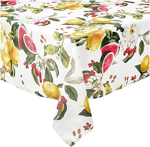 Violet Linen European Frutella Vintage Botanique Fruits Pattern, tela de poliéster de alta calidad, sensación de algodón pesado, beigemulticolor, 60