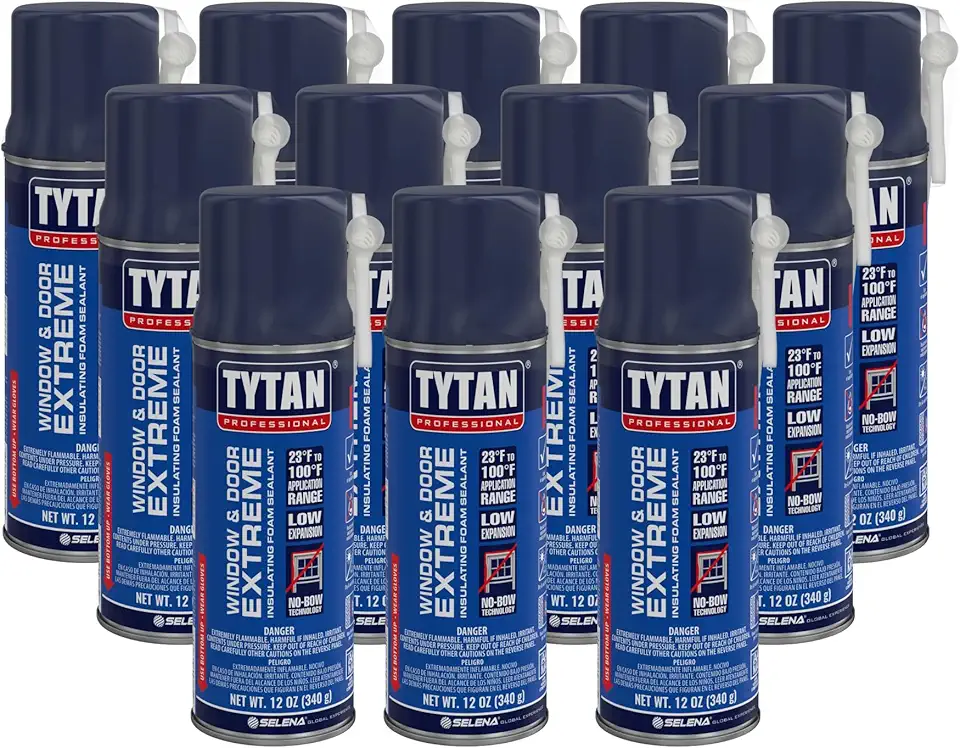 TYTAN PROFESSIONAL Espuma Expansiva Extrema Para Janelas E Portas, De Poliuretano Em Spray Baixa Expansão Paredes, Canudo 355 G (Pacote Com 12)
