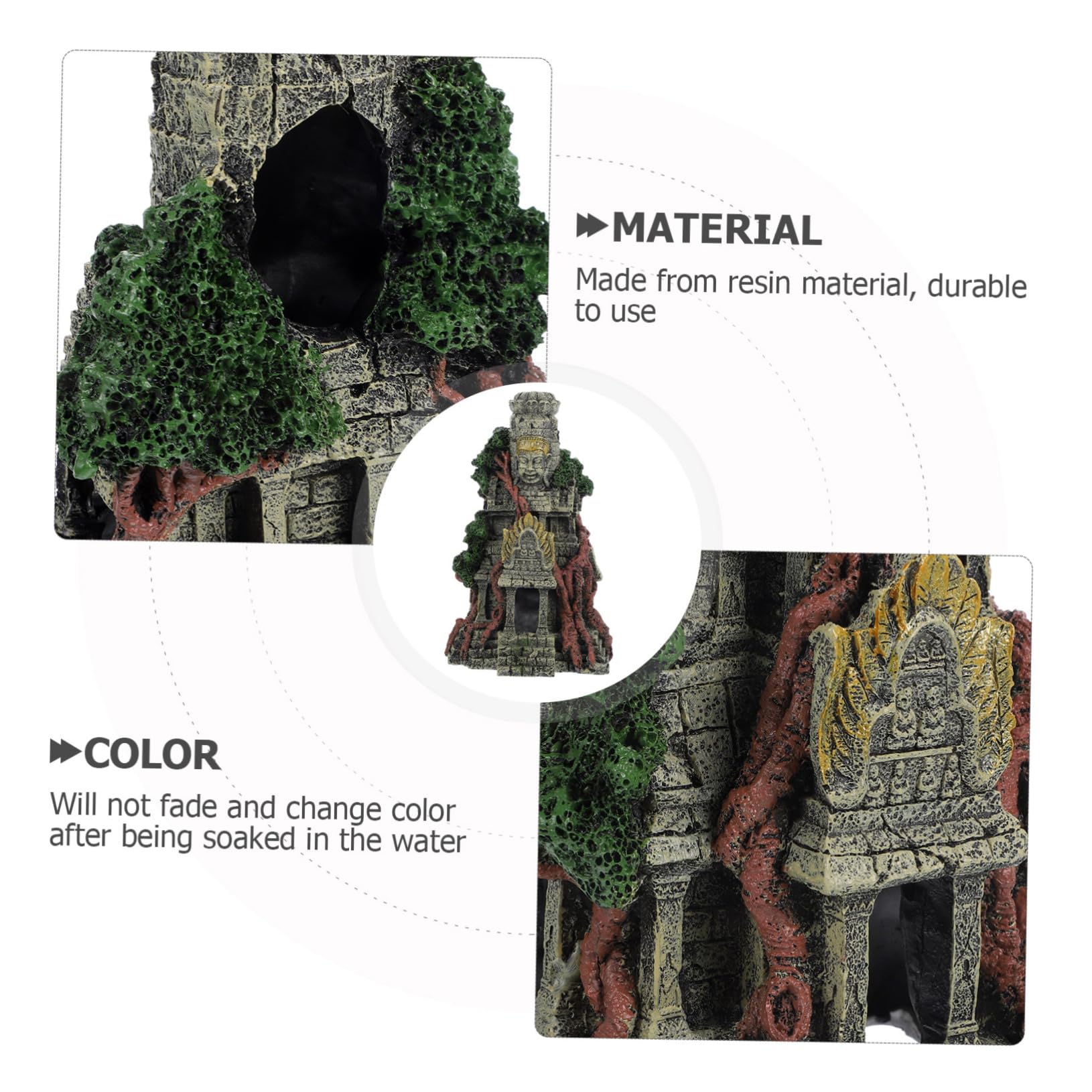 Mipcase Decoración De Templo De Simulación para Acuario Adorno De Resina para Peces Cueva De Escondite para Decoración De Templo Funciona como Refugio para Peces Agua para Acuarios De Agua