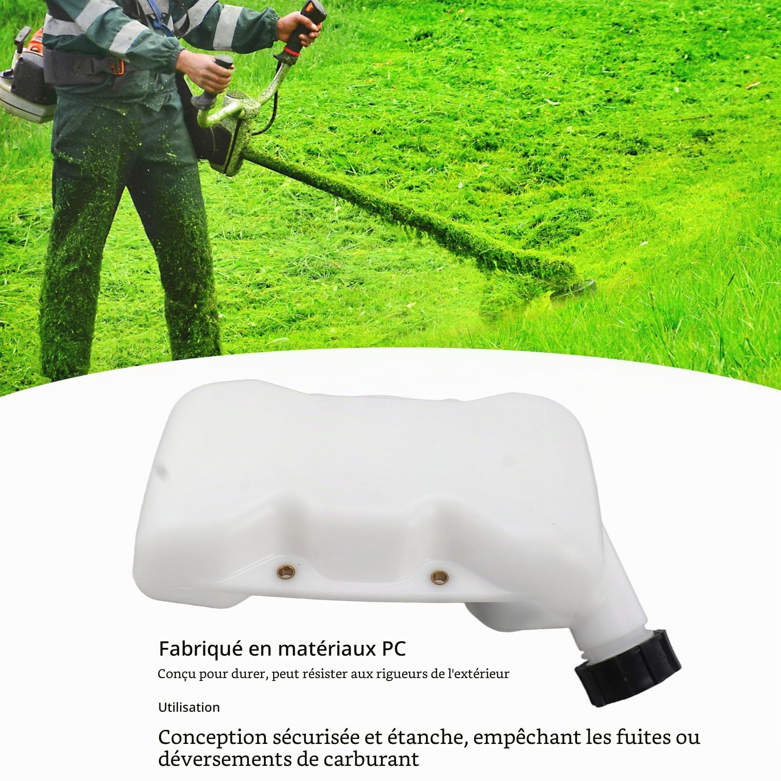 TOPINCN Ensemble de Réservoir de Carburant pour Tondeuse à Gazon TB43 TU43, Grande capacité, Réservoir de Carburant Pratique pour, Assemblage du Trou de Boulon de Capuchon