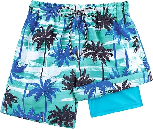 Miniatura 10 de Cozople Traje de baño para niños con forro de compresión pantalones cortos de natación de secado rápido con bóxer traje de baño 2-20T