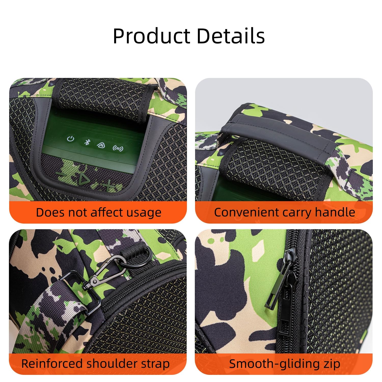 Custodia protettiva con Tracolla per JBL BOOMBOX 4 Altoparlante, Portatile Borsa portaoggetti Da esterno Acustico Custodia morbida (Mimetico Verde)