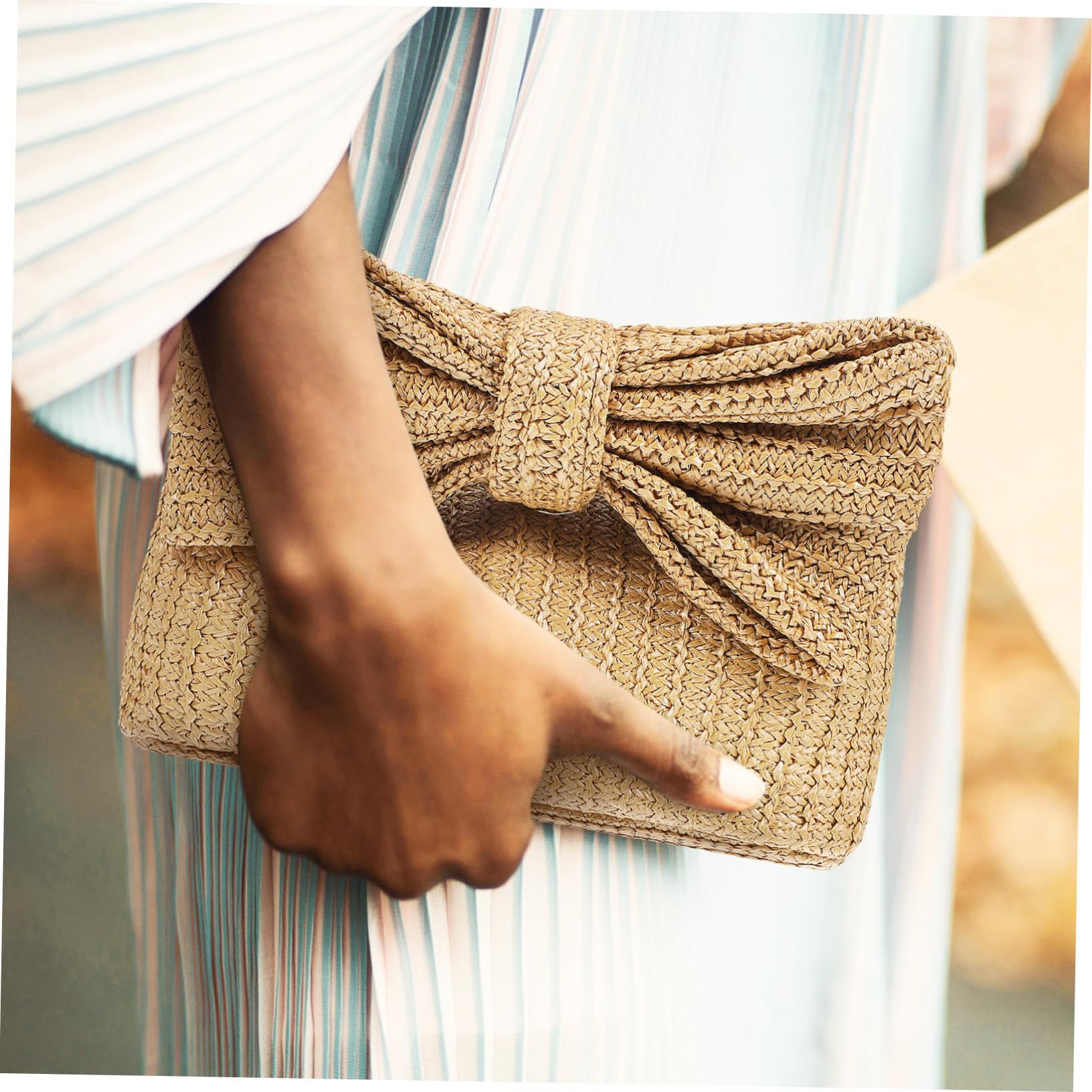 NOLITOY Straw Bag Durable Woven Clutch Purse for Summer Beach Vacations Multi Functional Handbag with Capacity Natural Rustic Design for Daily Use