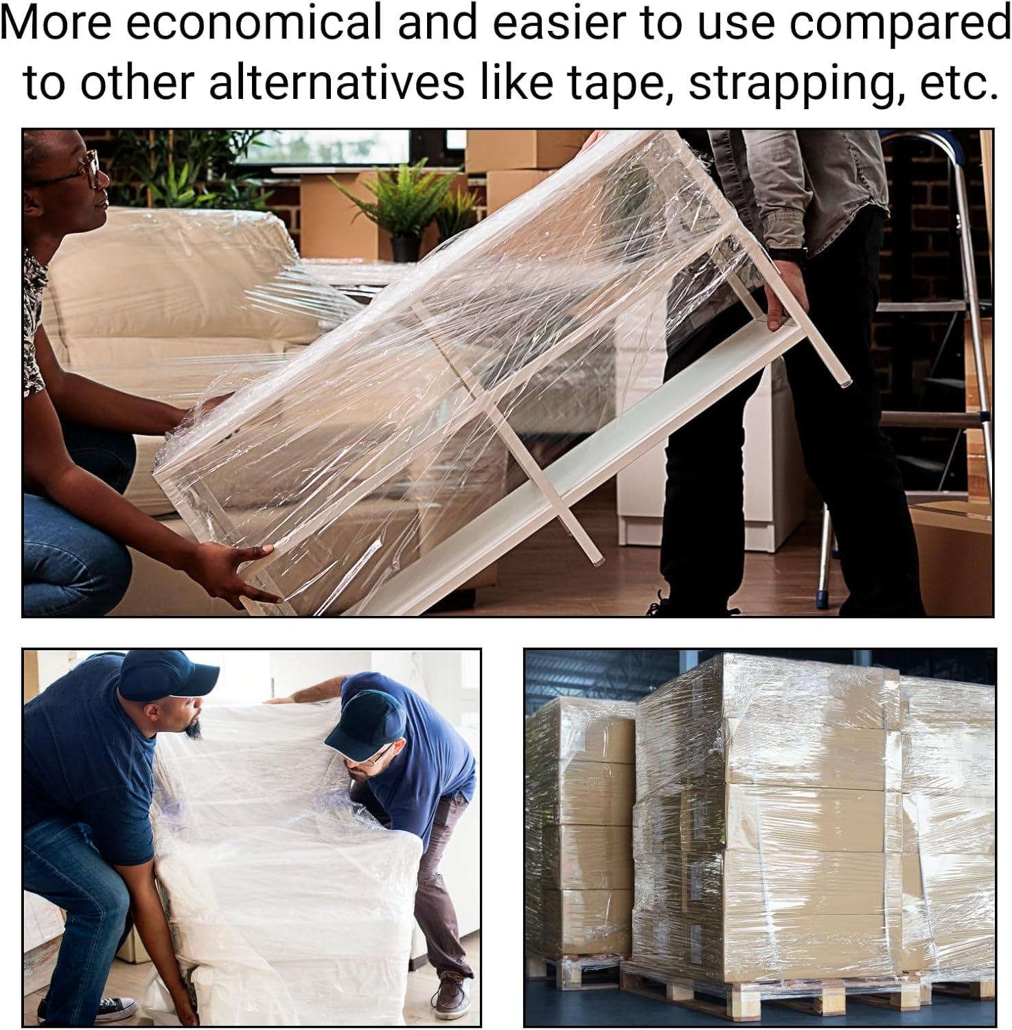 IDL Packaging 18" x 1000' 115 Gauge Strong Hand Stretch Wrap Roll (Pack of 4 Rolls) - Extra Sticky Clear Stretch Wrap Film for Moving and Packing - Tear-Resistant Plastic Wrap for Moving and Shipping