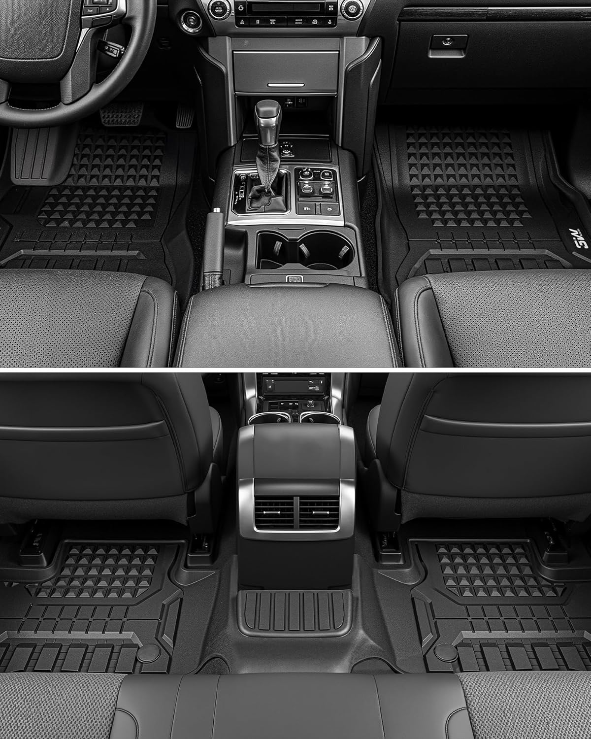 3W Floor Mats & Cargo Liner for 2024 2025 2026 Toyota Land Cruiser Prado & Lexus GX550 5 Seat (with CoolBox), TPE Custom Fit Floor Liner & Trunk Mats 1st &2nd Rows Car Mats & Cargo Mat - Image 4