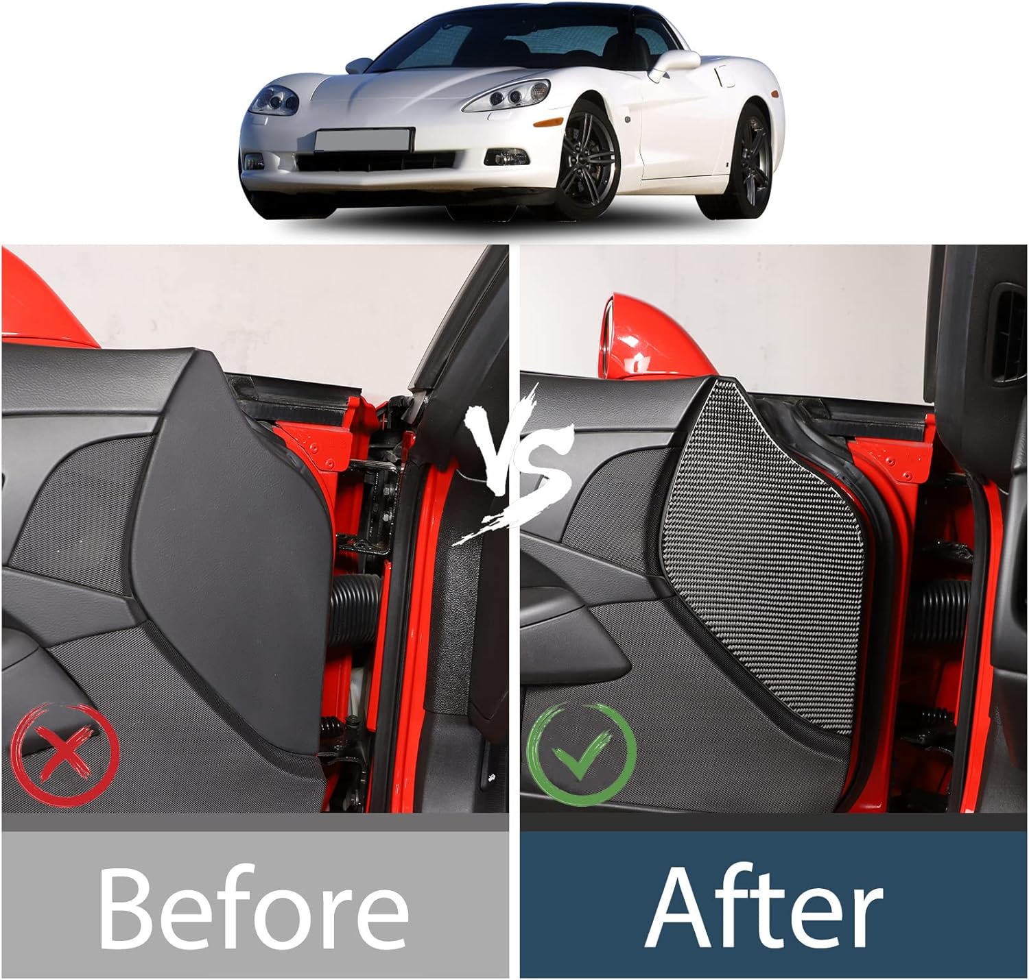 Lcojicep Car Interior Panel Trim Sticker Compatible with Corvette C6 Z06 ZR1 2005-2013 Real Carbon Fiber Interior Decorative Protective Cover Accessories (Door Anti-Collision Panel)