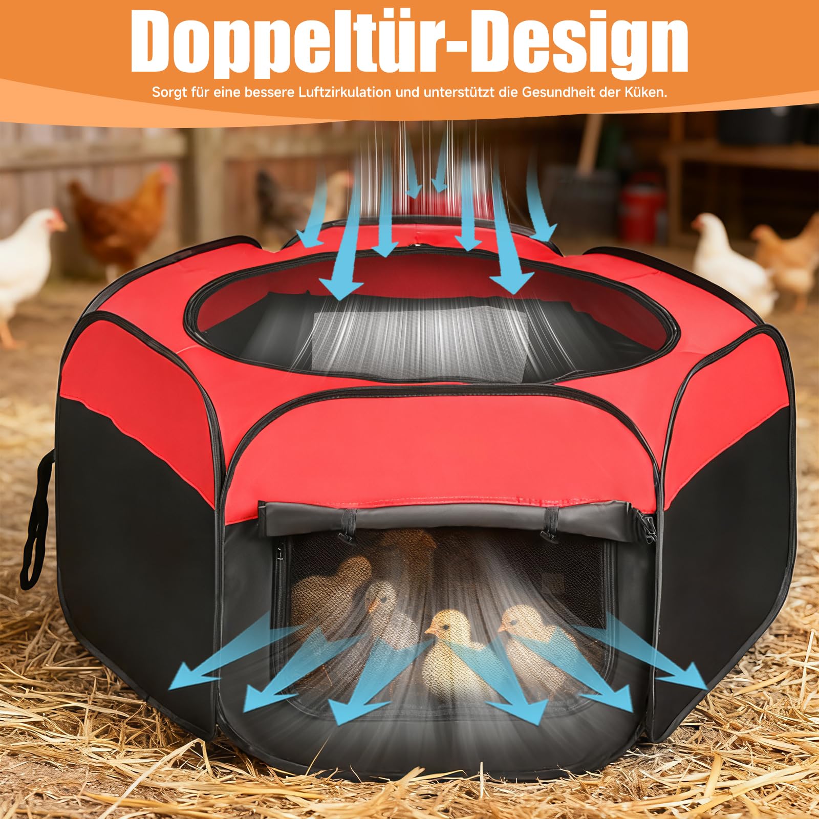 Brooder Box for Chick Starter Kit-Dual Door Chicken Brooder Pen/Playpen/Tent with 10 x 10 in Brooder Heating Plate,Nesting Pad,Chicks Feeder&Waterer,Chick Perch Up to 15 Chicks, Duck,Quail