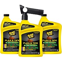 Black Flag Flea and Tick Killer Concentrate Yard Treatment, 32 Ounces, Ready to Spray, Quickflip Hose End Sprayer, 3 Pack