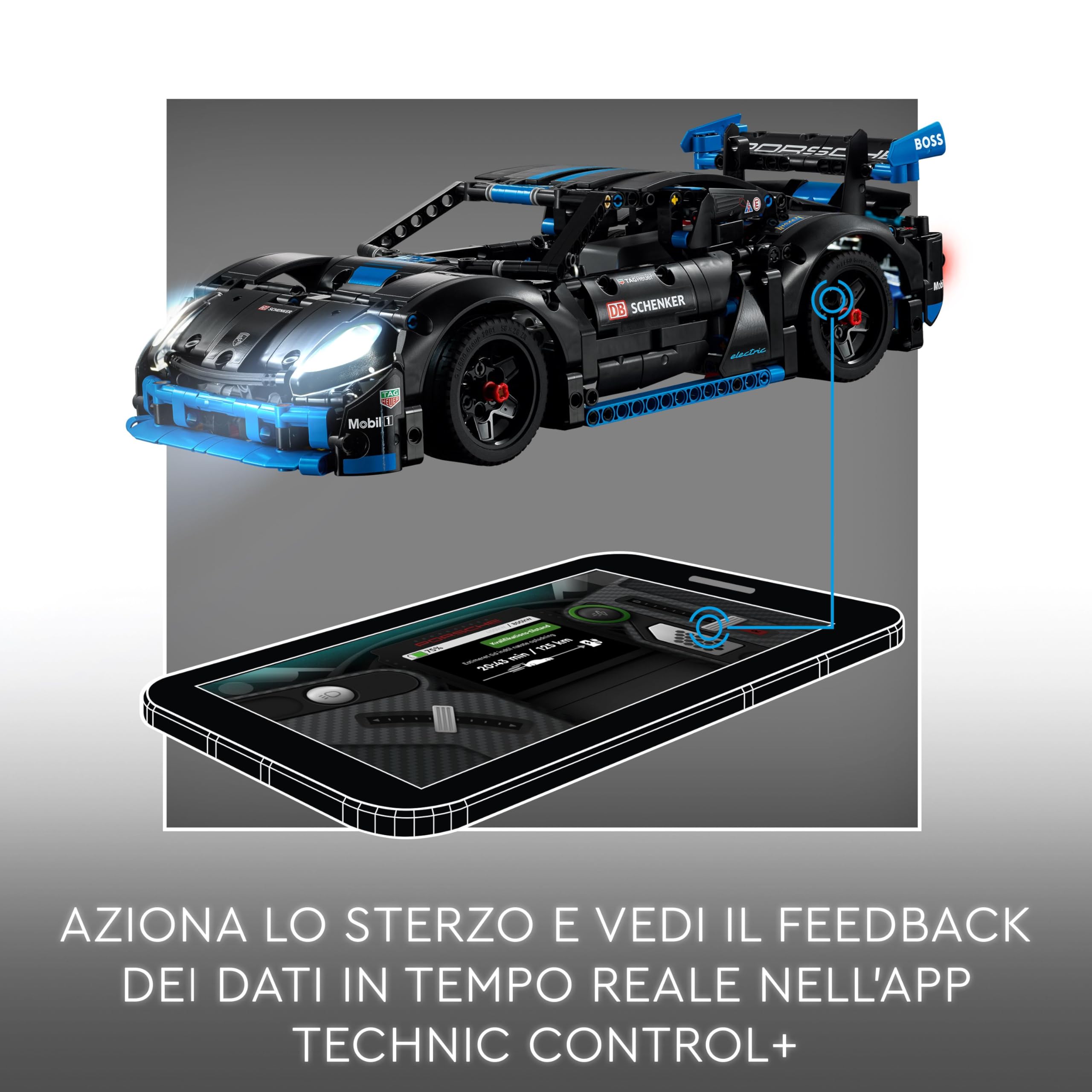 LEGO Technic Auto da Corsa Porsche GT4 e-Performance, Macchina Giocattolo Telecomandata per Bambini da 10 Anni, Modellino di Auto da Costruire Interattivo, Regalo per i Fan dei Veicoli Supercar 42176