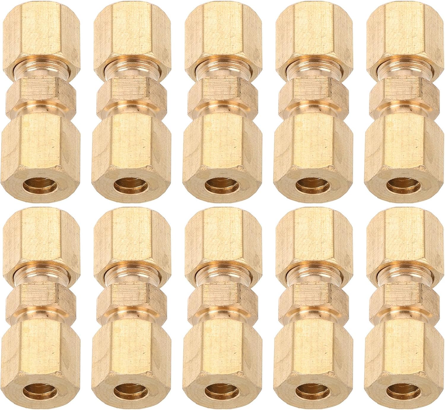 Alipis Brake Line Compression Fittings Tube Repair Coupler 10pcs Brass 3/16 Inch Od Prevents Air Leakage Portable Automotive Brake Line Connectors