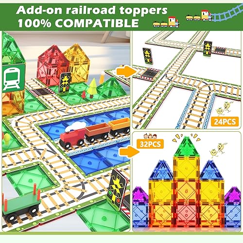 Miniatura 3 de Azulejos magnéticos para ferrocarril, juguetes para niños, juego de pista de tren complemento, jugar con trenes, coches, actividades de aprendizaje