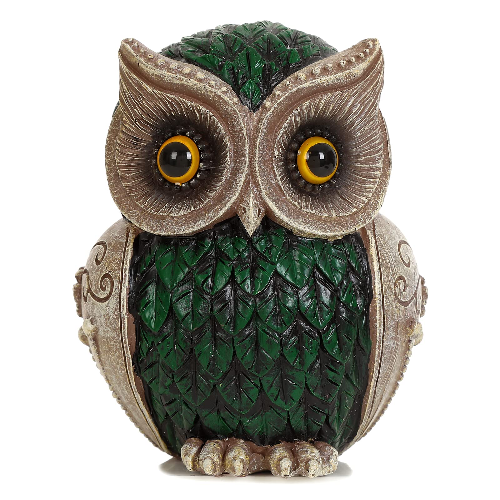 Cute Owl Statue Home Décor Green Owl Figurines for Shelf, Living Room Bedroom Office Desktop, Bookshelf, Animal Sculptures Gifts,Small Decor Accents Items for Birds Lovers