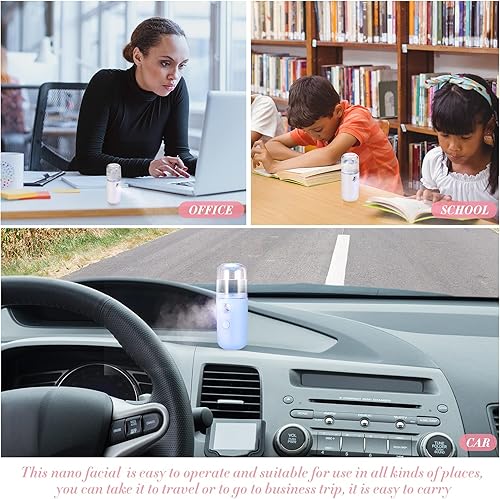 Miniatura 5 de Honoson 2 piezas Nano Facial Mister 1.0 fl oz Mini Humidificador Facial Portátil Rociador Facial USB Recargable Práctica Máquina de Cuidado de la