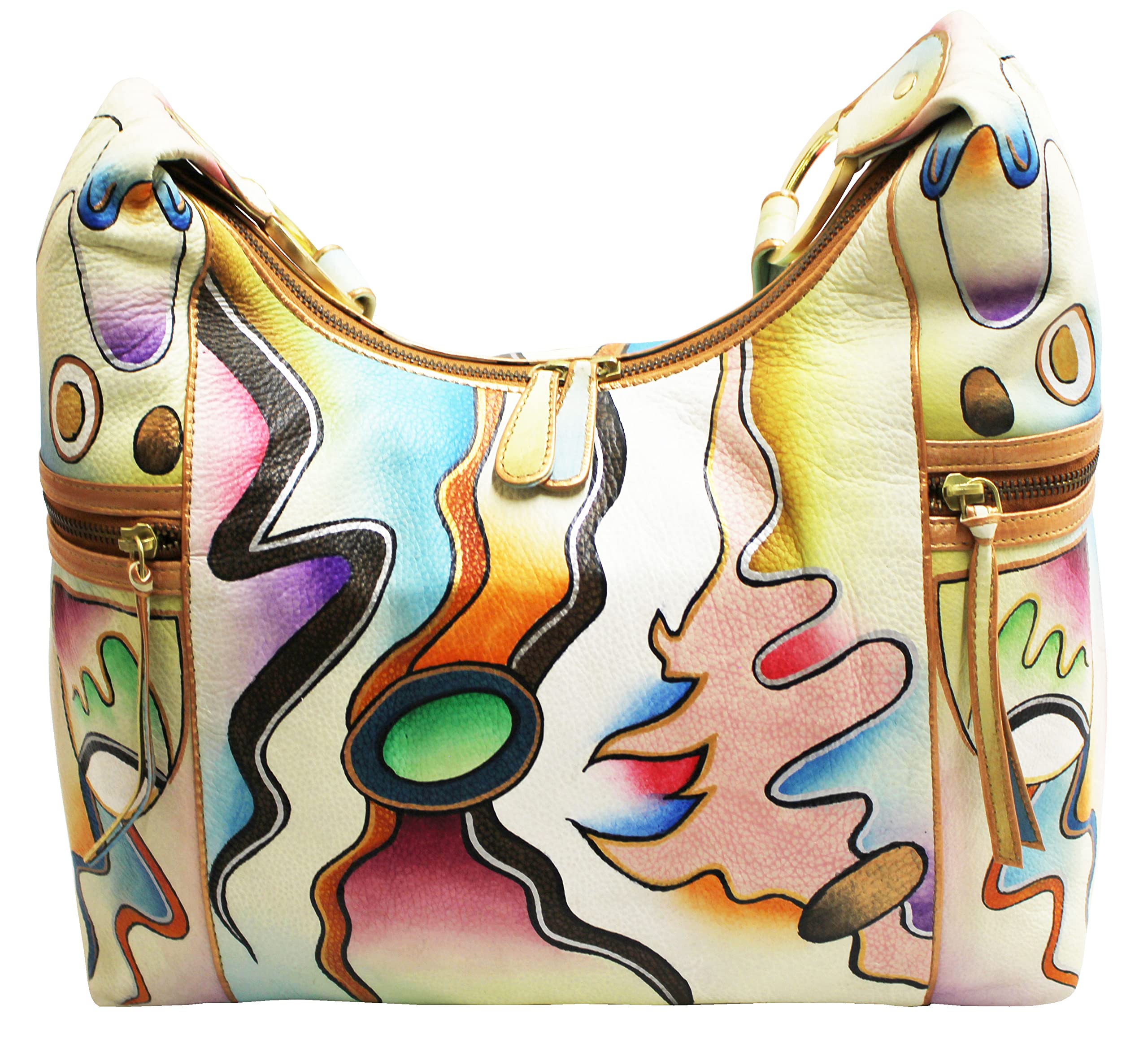 Magnifique Blissfull Leather Hand Painted Hobo Handbag