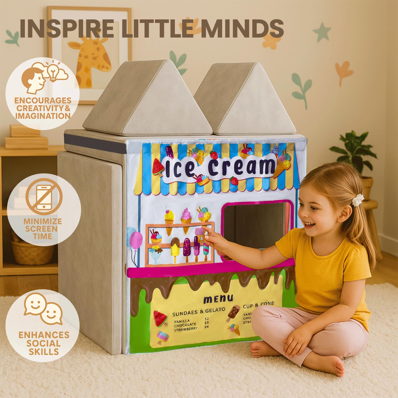 HAJOROM Play Panel for Kids Play Couch Childrens Play Panel for Toddler Foam Sofa (Play Couch not Included)