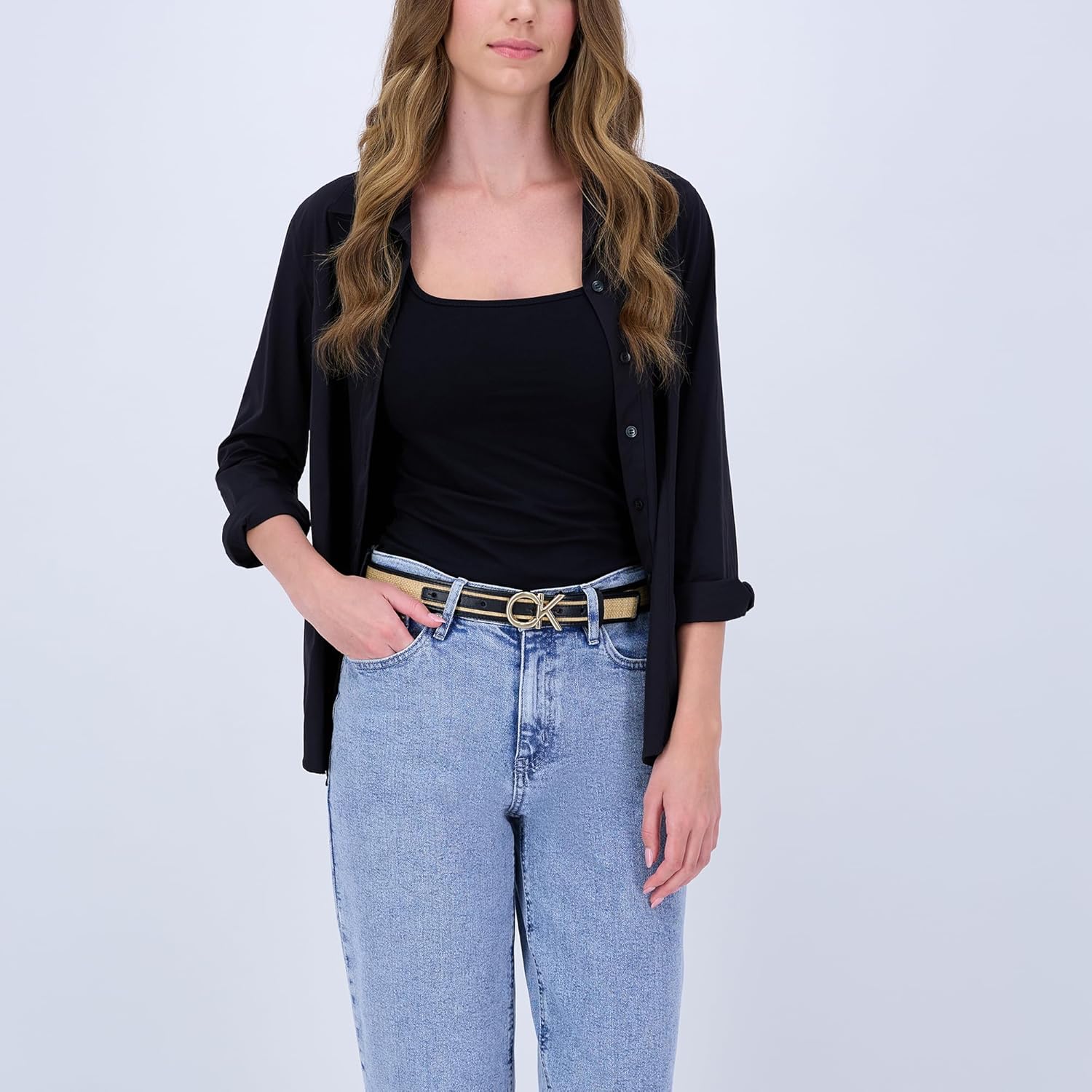 Calvin Klein womens 1.25-inch Puffed Ck Logo Harness Leather Belt for Jeans & Dresses - Image 6