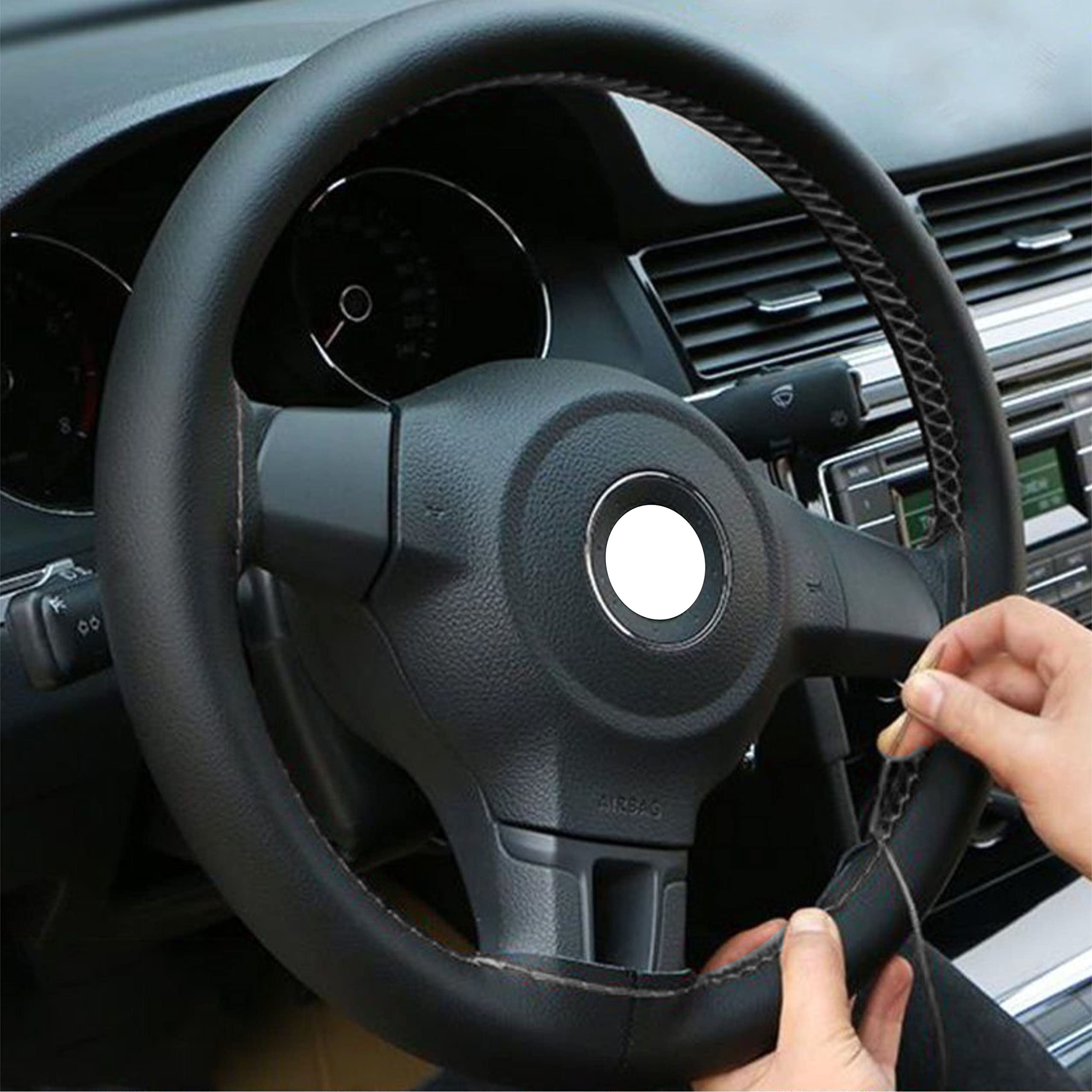 Universal Lenkradbezug Aus PU Leder - Zum Schnüren Für 37-39cm Lenkräder