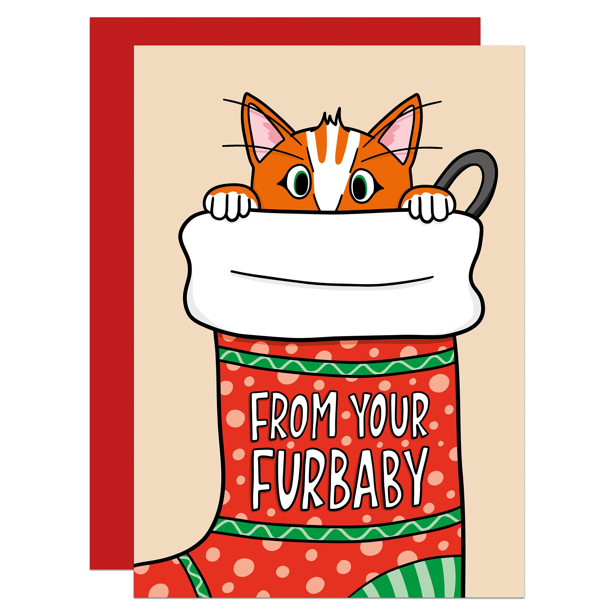 From The Cat Christmas Card, Cute, Cat Lover, Cat Owner, Merry Christmas, Ginger Cat, Animal Lover (Ginger)