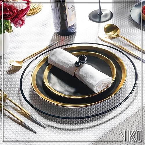 Miniatura 5 de Vikko Decor Modern - Juego de cubiertos de acero inoxidable 1810, cubiertos mate de dos tonos para comedor de lujo, juego de 20 piezas, servicio