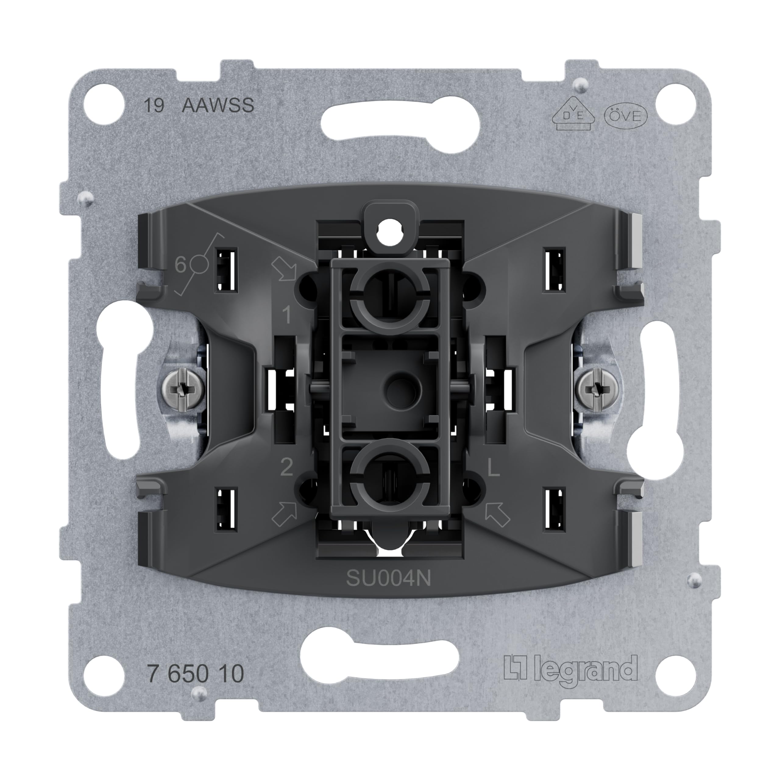 LEGRAND, Seano Toggle Switch Insert with N-Terminal, Plug-In Terminals, LED Lighting Function Retrofittable (Item Number: 764526), LED Control Function Retrofittable (Item Number: 764521), 10 AX,