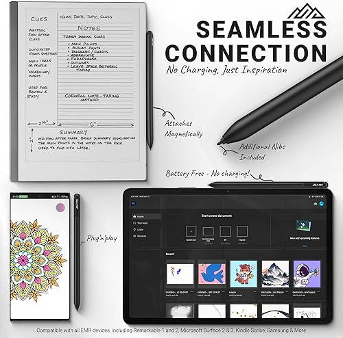 Miniatura 3 de V-Pen EMR Stylus Remarkable 2 bolígrafos de repuesto con borrador digital + 5 puntas  Sensibilidad de nivel de presión 4096 y rechazo de palma