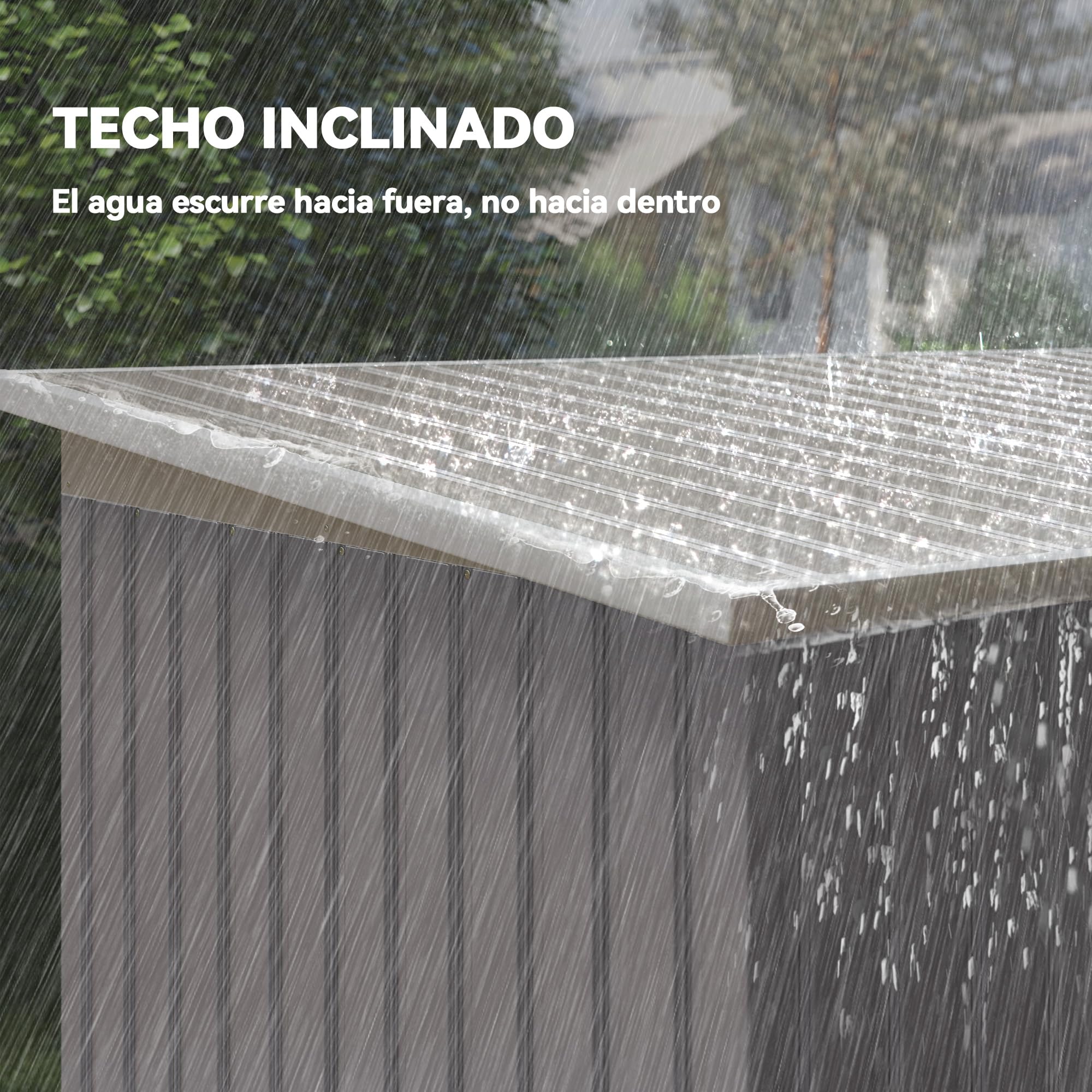 Outsunny Caseta de Jardín Exterior 3,2 m², 280x130x172 cm, Cobertizo de Jardín Exterior Metálico con Puerta Corredera, Techo Inclinado, Base Refuerzo (Suelo NO Incluido) y 2 Ventanas, Gris Claro — view 6