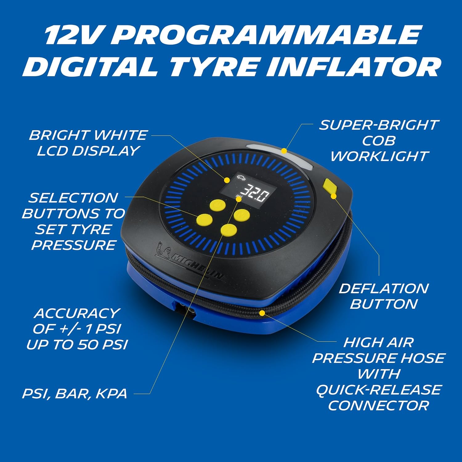 Michelin 12V Digital Micro Programmable Tyre Inflator, Black 2026 - view 2