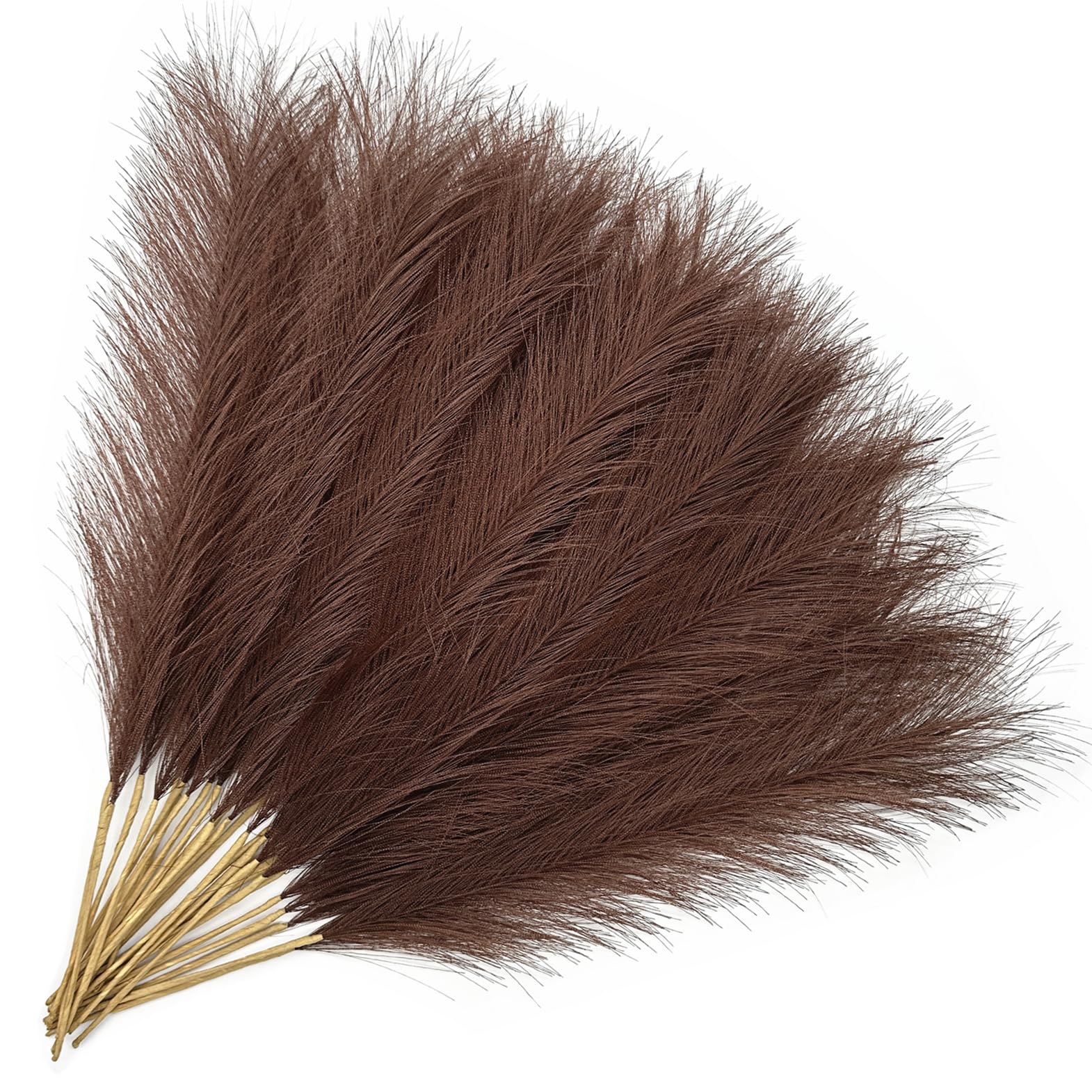 zacate sintética de pampas flores artificiales esponjosas marrones, 18 pulgadas, 30 tallos de relleno, planta de florero, decoración del hogar, tallo de zacate de pampas, plantas florales para bodas