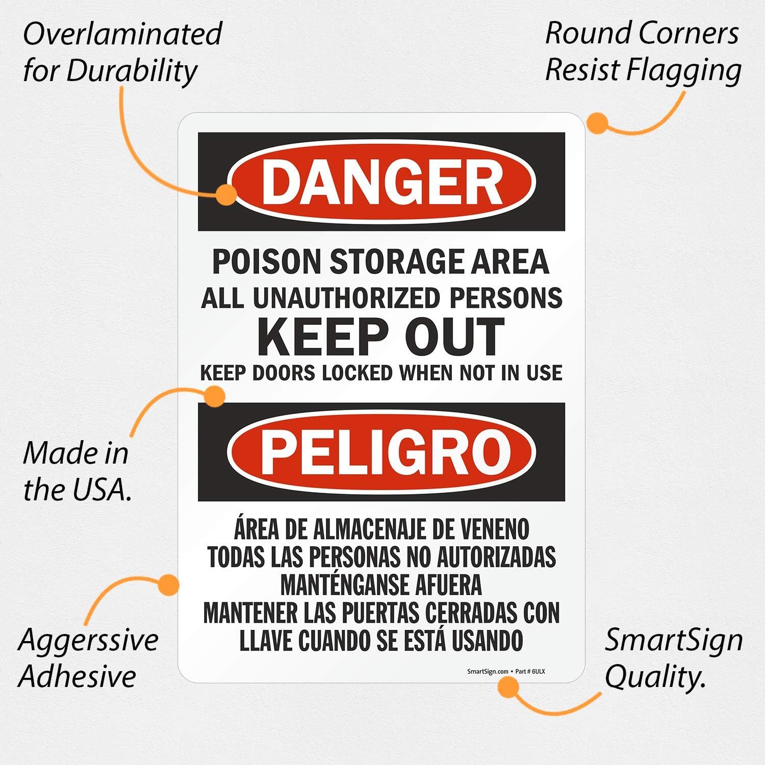 Bеѕt Cуbеr Mоndау 🔥 SmartSign Danger - Poison Storage Area, Unauthorized Persons Keep Out Bilingual Label | 10 x 14 Laminated Vinyl Fеаturеd Prоduсt SmartSign Danger - Poison Storage Area, Unauthorized Persons Keep Out Bilingual Label | 10 x 14 Laminated Vinyl