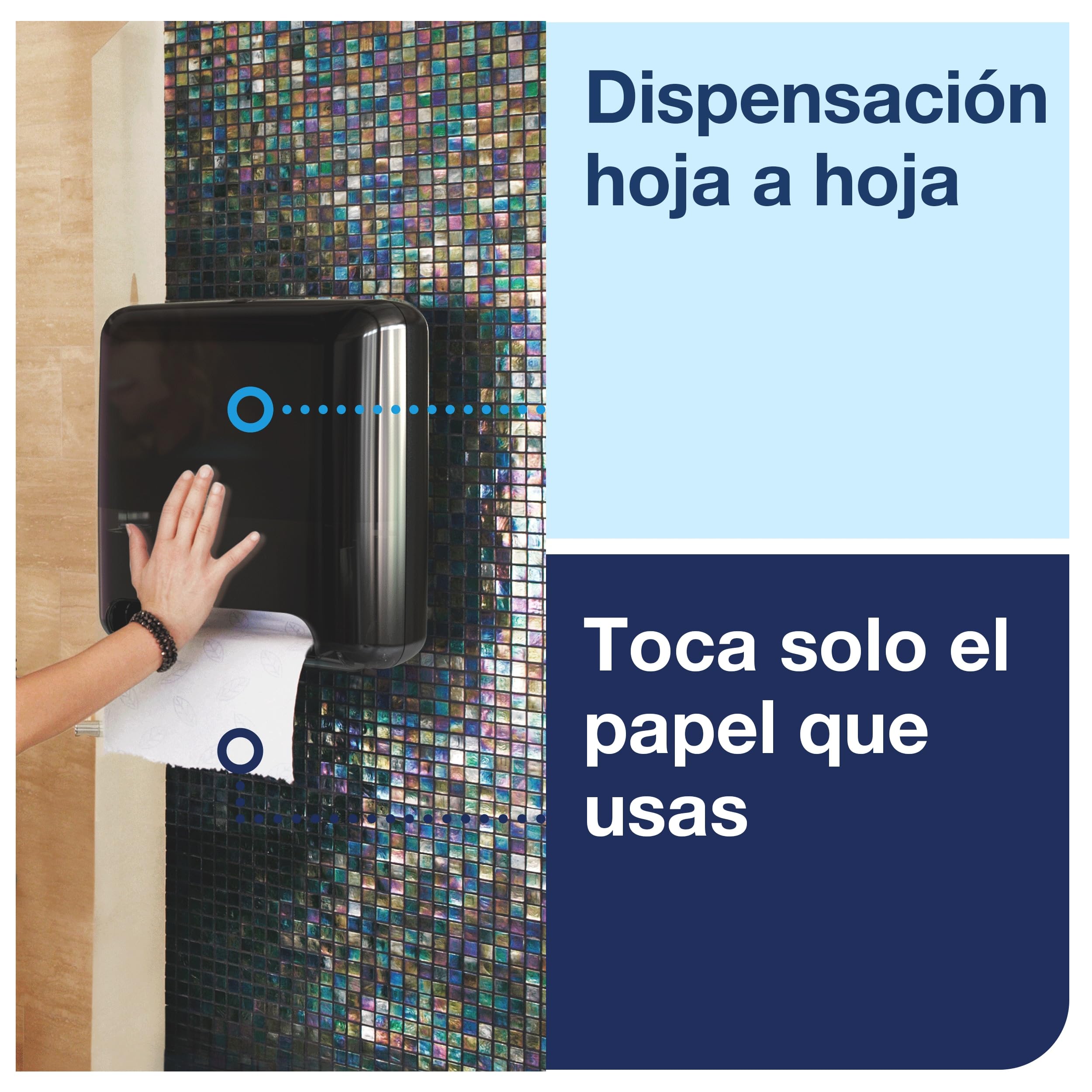 Tork Matic Dispensador Automático de Toallas de Mano en Rollo Negro H1, Dispensación una a una, Línea Elevation, 551108