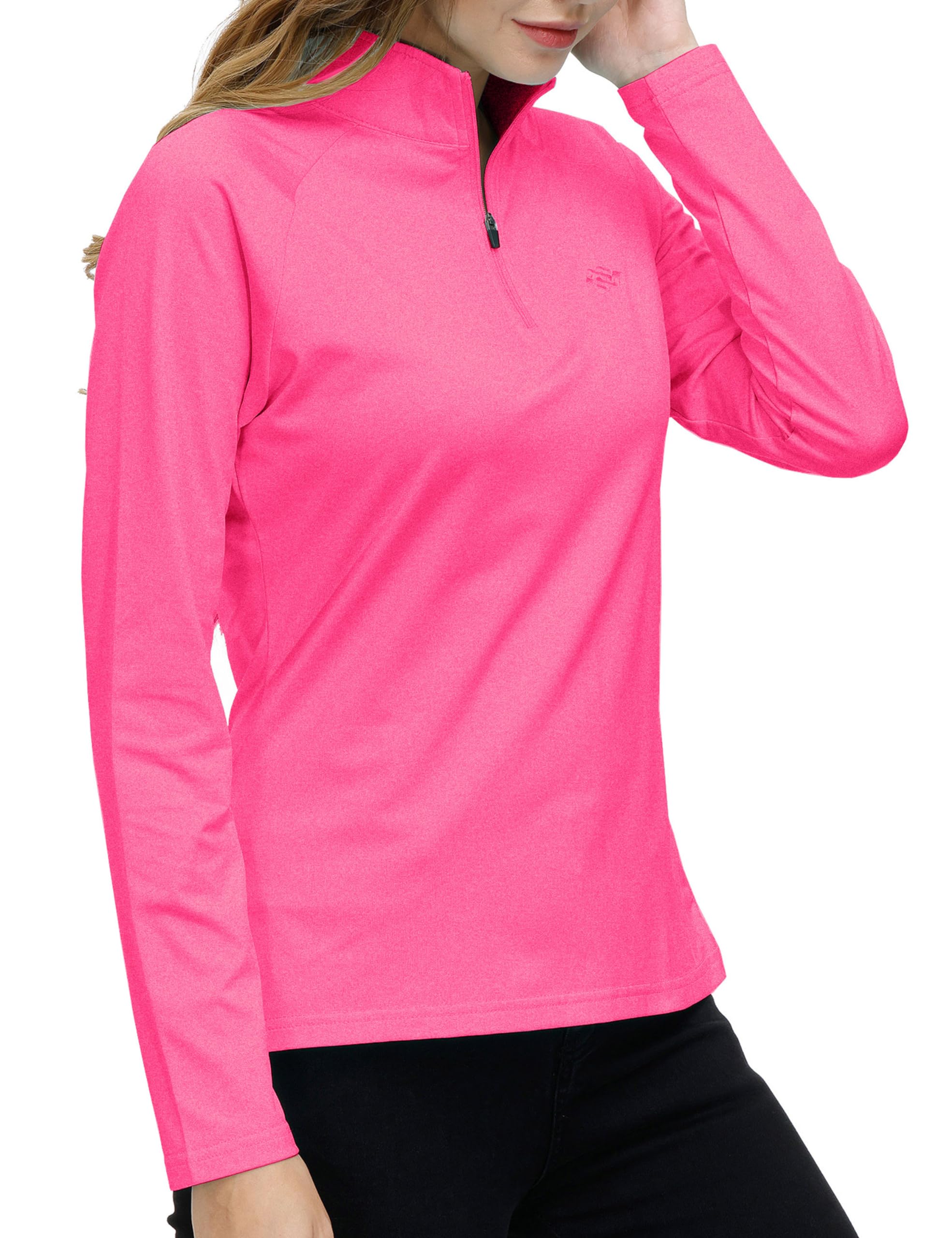 AjezMax Womens 1/4 Zip Golf Shirt Long Sleeve Lightweight Golf Pullover Outdoor Athletic Tennis Polo Shirts