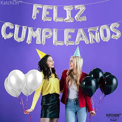 Miniatura 5 de KatchOn Cartel de globos plateados de Feliz Cumpleanos 16 pulgadas globos de feliz cumpleaños para decoraciones de feliz cumpleaños globo de feliz