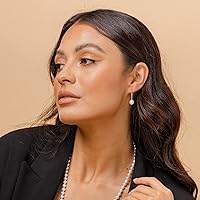 Vista 2 de PAVOI Sterling Silver Simulated Shell Pearl Earrings Leverback Dangle Studs