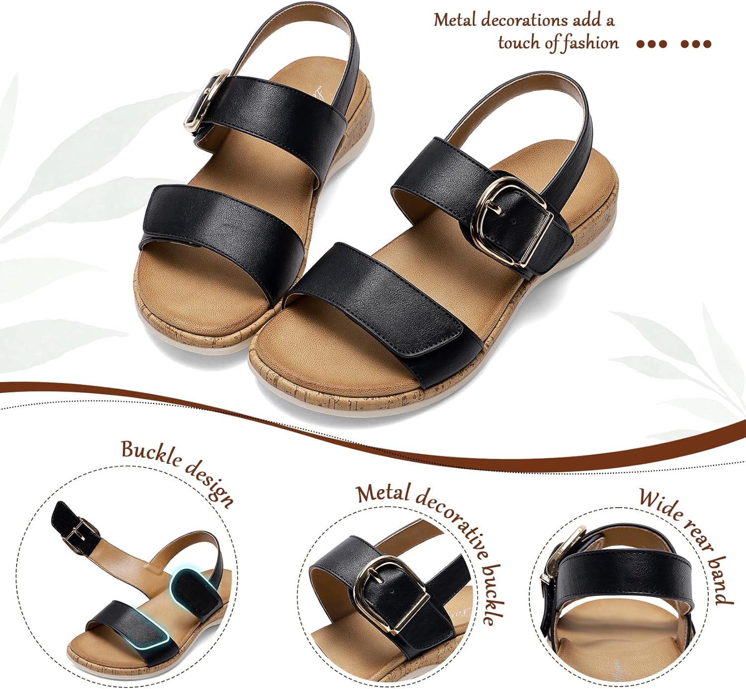 Littleplum Sandals for Women Arch Support – Comfortable Flat Womens Sandals, Summer Breathable Adjustable Orthotic Walking Shoes for Beach,Travel - Image 5