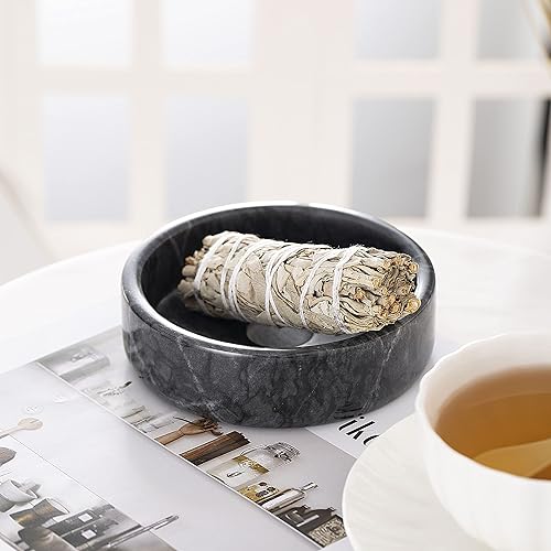 Miniatura 3 de Soporte Palo Santo, quemador de incienso de mármol natural para palitos de Palo Santo, hecho a mano, madera de palo de incienso (negro natural)