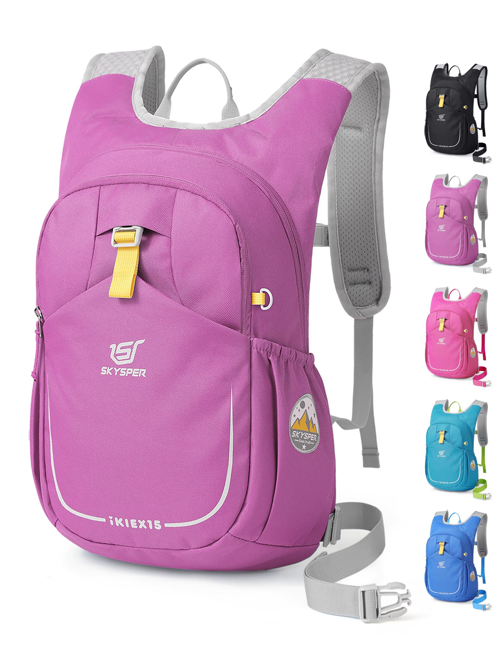 SKYSPER 15L Wanderrucksack Kinder mit Hydrationsfach & Sicherheitspfeife | Leicht, ab 10‑16 Jahre, für Camping & Tagesausflüge, atmungsaktiv, verstellbarer Brustgurt
