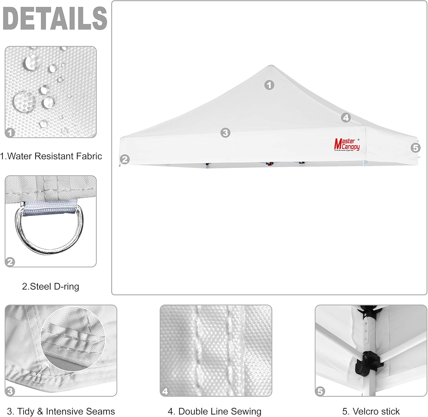 MASTERCANOPY Replacement Pop Up Canopy Top (10x10, White)