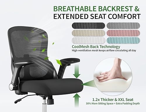 Miniatura 5 de Silla de oficina Silla de escritorio ergonómica cómoda Silla de computadora de malla de 400 libras, sillas ergonómicas para juegos con ruedas,